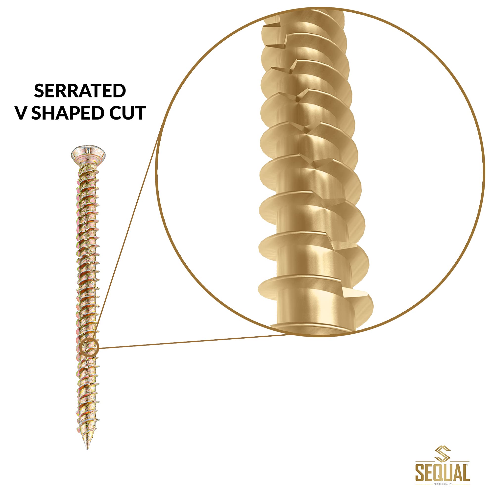 SEQUAL® 50mm (Pack Of 20) Easy Drive Countersunk Direct Concrete Screws. No Plugs Needed Concrete Screw Pack Countersunk Screw With Torx Head, T30 Torx Driver Bit Included In Every Screw Pack.