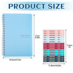 Weekly Planner Notebook, A5 Spiral To Do List Notebook 52 Weekly Goals Planner with Habit Tracker Daily Planner for 2023 Students, Work, Productivity（Blue）