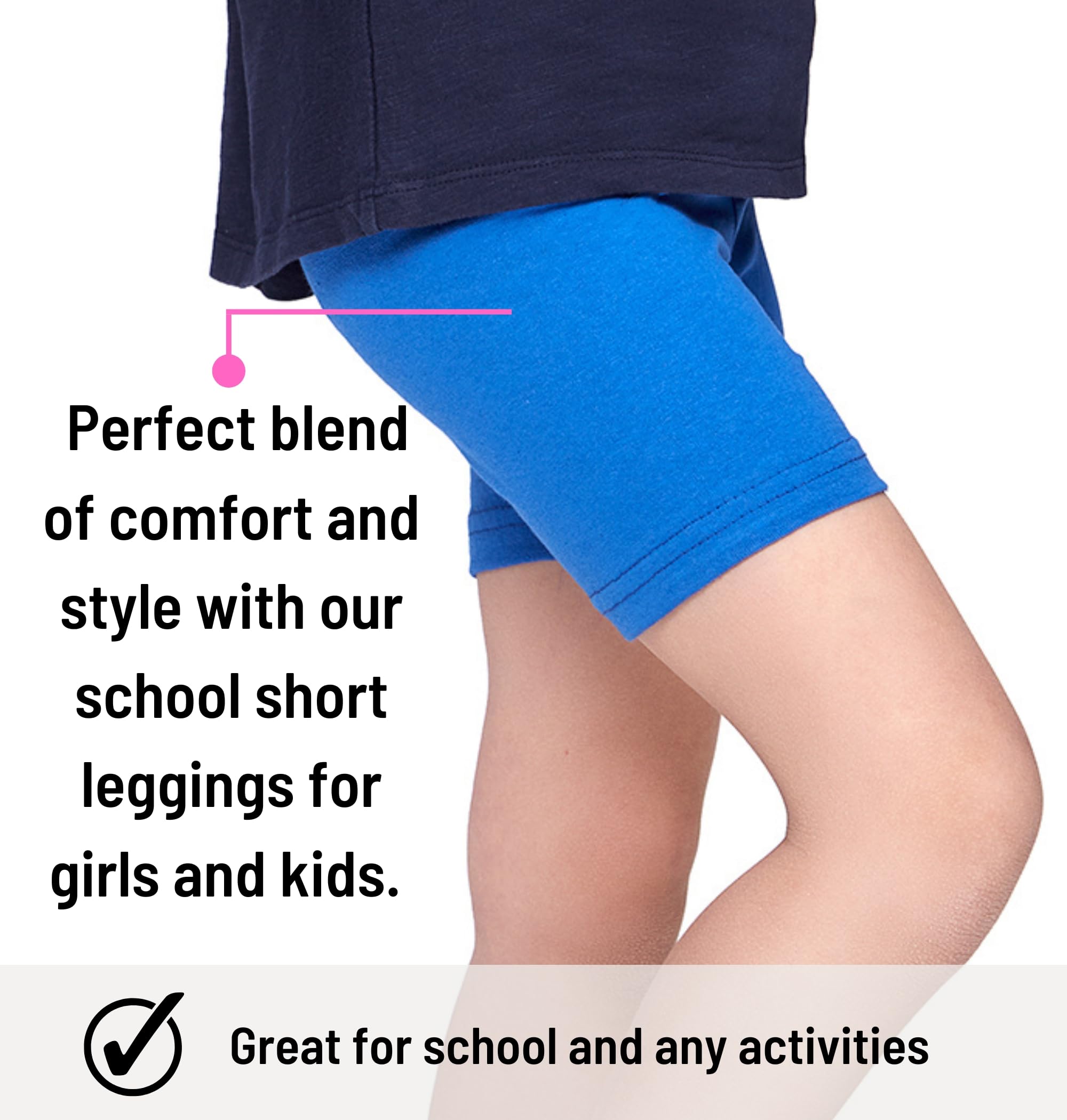 hi!mom School Short Leggings for Girls Cotton Rich 1/2 Length Shorts for School Uniform I Over-Knee Baby Kids Cotton Legggings Dancing School Elastic Soft Short Pants, 2-13 Years Red