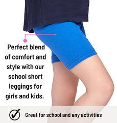 hi!mom School Short Leggings for Girls Cotton Rich 1/2 Length Shorts for School Uniform I Over-Knee Baby Kids Cotton Legggings Dancing School Elastic Soft Short Pants, 2-13 Years Red