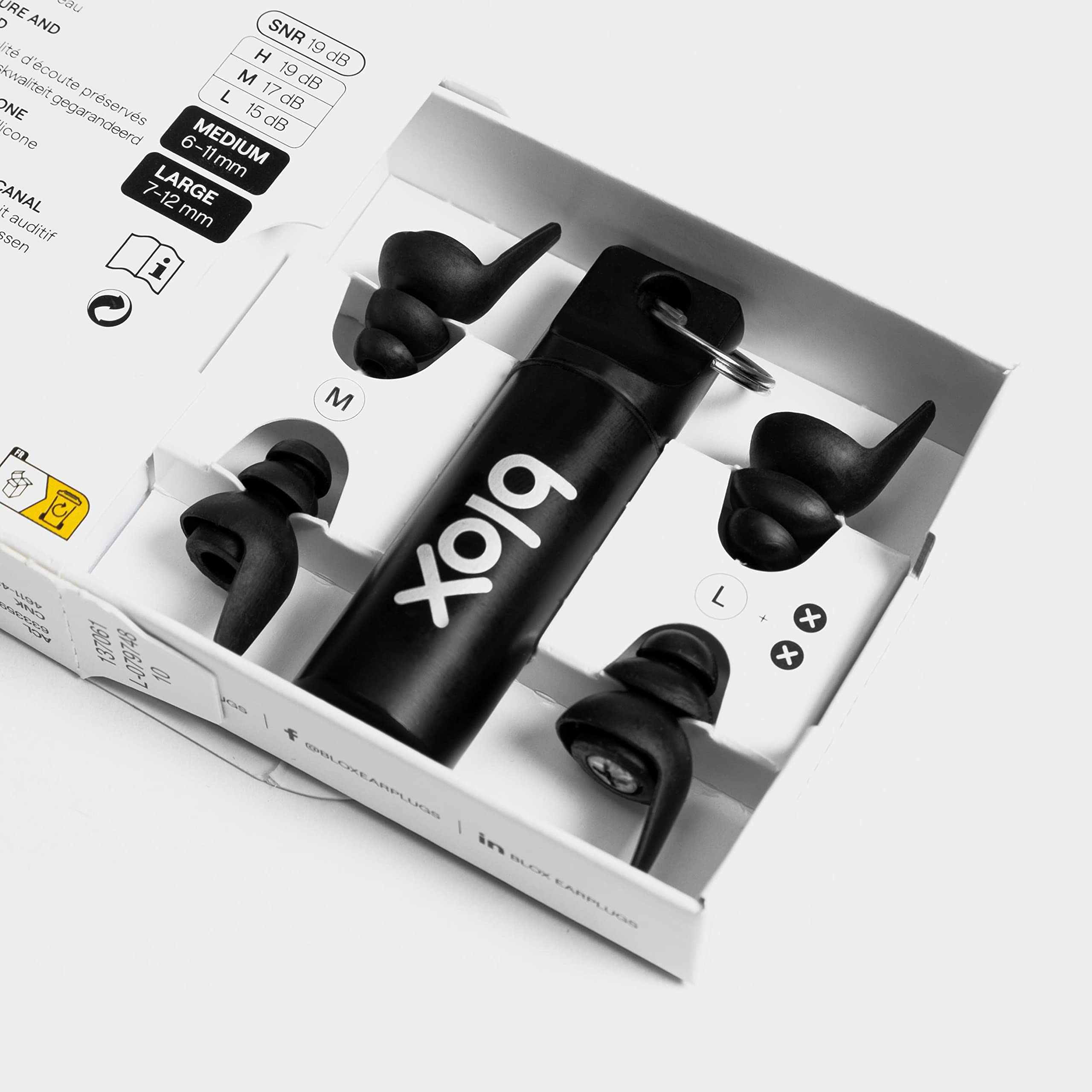 BLOX Music - Earplugs with Acoustic fliter - Concert, Festival and Music - Size M/L - Reusable Hearing Protection - 1 Pair - 19 dB Noise Reduction - Comfort and Optimal Protection