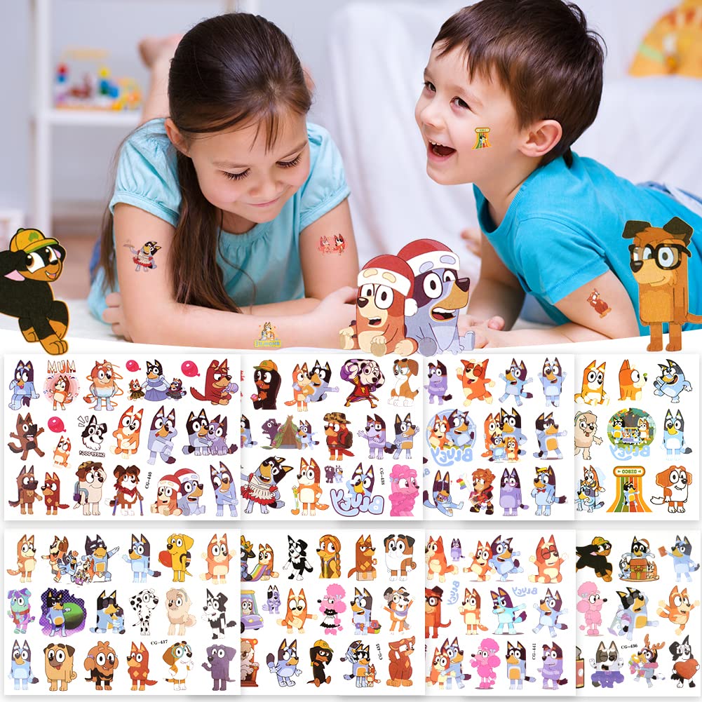 AOOWU Temporary Tattoo for Kids, 8 Sheets Kids Tattoos Sticker, Waterproof Fake Tattoo Set, Childrens Cartoon Stickers Stick on Tattoo for Boys Girls Birthday Party Bag Filler