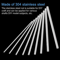 sourcing map 304 Stainless Steel Round Rods, 1.2mm x 200mm Solid Shaft Rods for DIY Craft Model Car Helicopter Airplane, Pack of 10