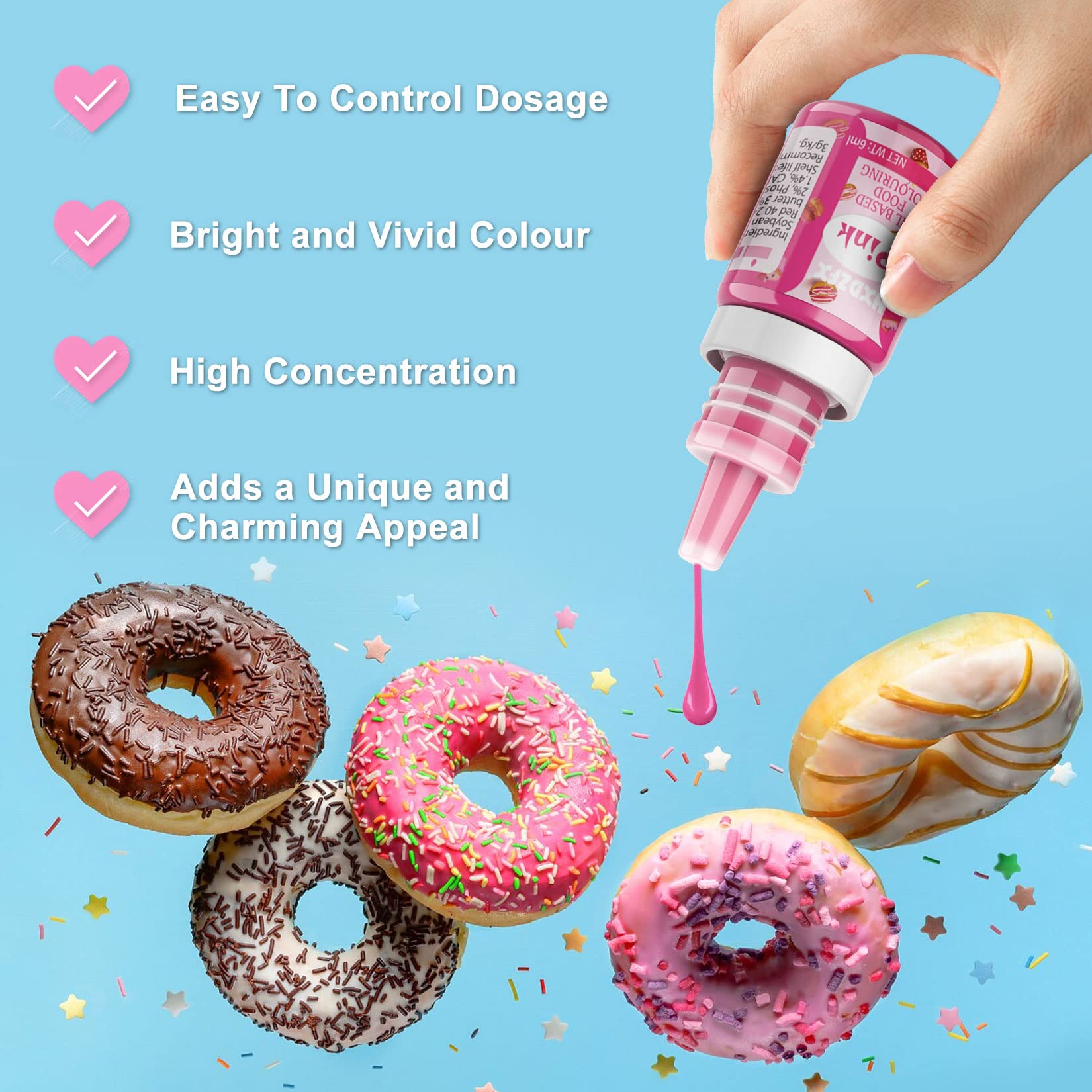 Oil Based Food Colouring - 16 Colours Concentrated Oil Based Food Coloring Set, Food Dye For Cream Cakes, Baked Cake Decoration, Chocolate, Candy, Ice Cream, Doughnuts, Biscuits - (Per Bottle 6ml)