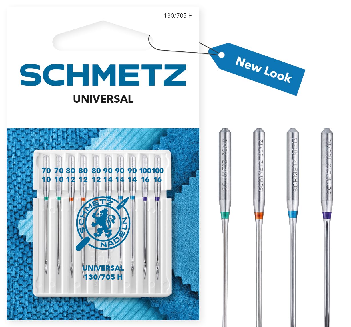 SCHMETZ Domestic Sewing Machine Needles   10 Universal Needles 130/705 H Needle size 70/10-100/16   Suitable for a wide range of fabrics   Can be used on all conventional household sewing machines