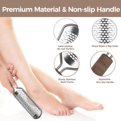 Easkep Foot File Foot Pedicure Tool, Stainless Steel Foot Scrubber Foot File Dead Skin Remover for Hard Skin and Dry Cracked Feet Scraper-Sliver