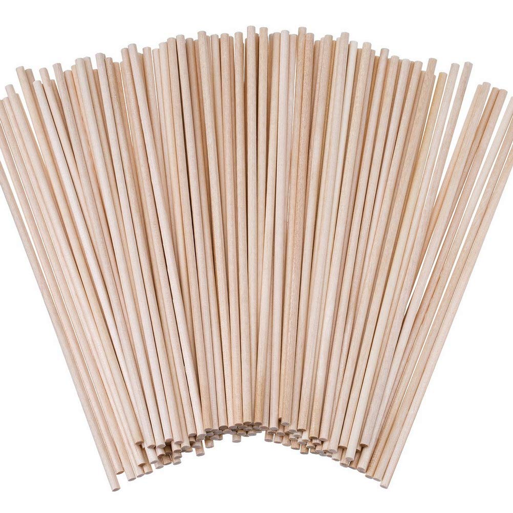 ZHIYE 100 Packs Dowel Rods 15cm x 4mm Craft Sticks Unfinished Natural Wood for DIY Craft and Art Work