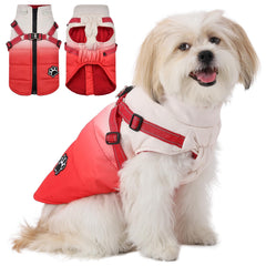 Poseca Dog Winter Coat Zipper Dog Coats Warm Winter Jackets for Dogs Waterproof Reflective Small Dog Harness Vest Winter Dogs Apparel (Small, Red)