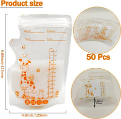 MORJCG 50 Pcs Breast Milk Storage Bag, Breast Milk Storage, 250ml Disposable Milk Storage Bags, Breast Milk Bags, Milk Storage Bags Breastfeeding, Breastfeeding, No-Leak Milk Freezer Storage Pouches