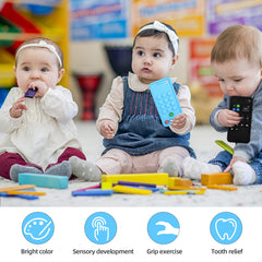 WUJUN Silicone Teething Toys for Infant Toddlers, Mobile Phone Shape Teethers for Babies Chew Toys, Relief Soothe Babies Gums Set, BPA Free/Freezable/Dishwasher and Refrigerator Safe