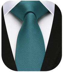 HISDERN Teal Tie Silk Skinny Tie Slim ties For Men Solid NeckTie Classic Formal Tie For Business Wedding(6cm)