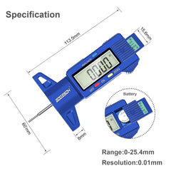 GODESON Blue Digital Tyre Tread Depth Gauge UK,0-25.4 Mm Inch Tyre Guage Digital with Large LCD Display and Blue Tyre Depth Gauge Measuring tool for Cars,Trucks,Moto