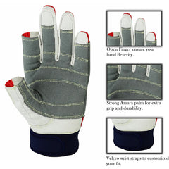 Azure sailing Gloves STOPWATCH FRIENDLY STRONG STITCHING-Small F/F-RED