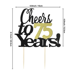 Sumerk Cheers to 75 Years Cake Topper 75th Birthday Cake Toppers Wedding Anniversary Party Decorations Supplies - 1 Pack