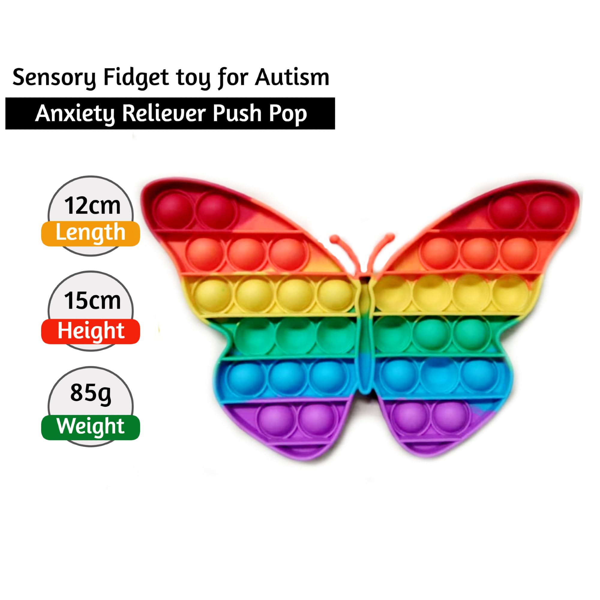 Fidget Toys Push Pop It - Rainbow Bubble Popper Autism Special Needs Stress Reliever Silicone Anxiety Relief Poppet toy for Kids,Teens Adults- pop it's for fun learning and relaxation! (Style-01)