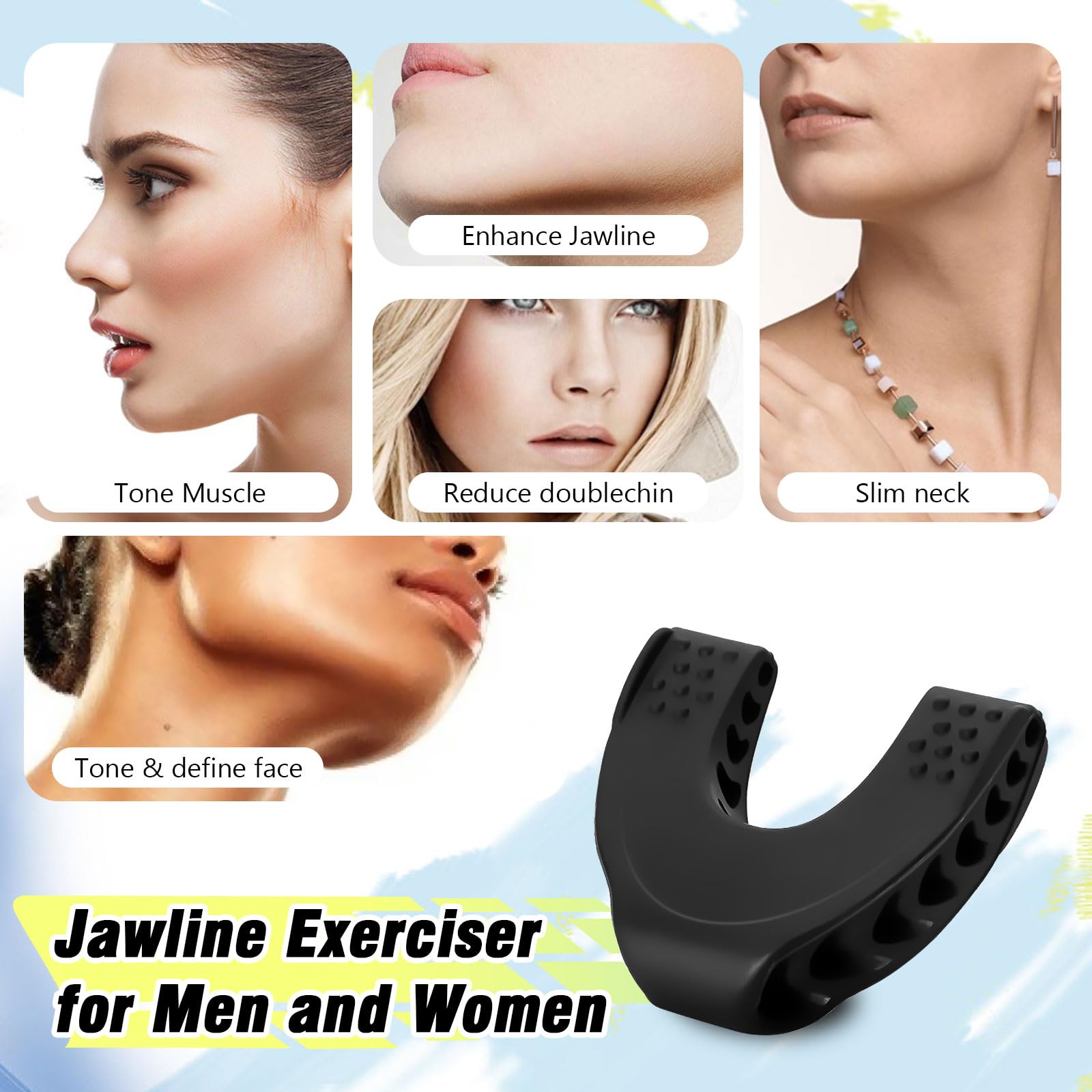 RUIZHI Jaw Exerciser, Jaw Shark Jaw Exerciser for Jawline Shaper, jawshark, Jaw Trainer for Double Chin Removal & Enhancing Chiselled Jawline Jawz, Jawline Exerciser Chew for Men and Women(Black)