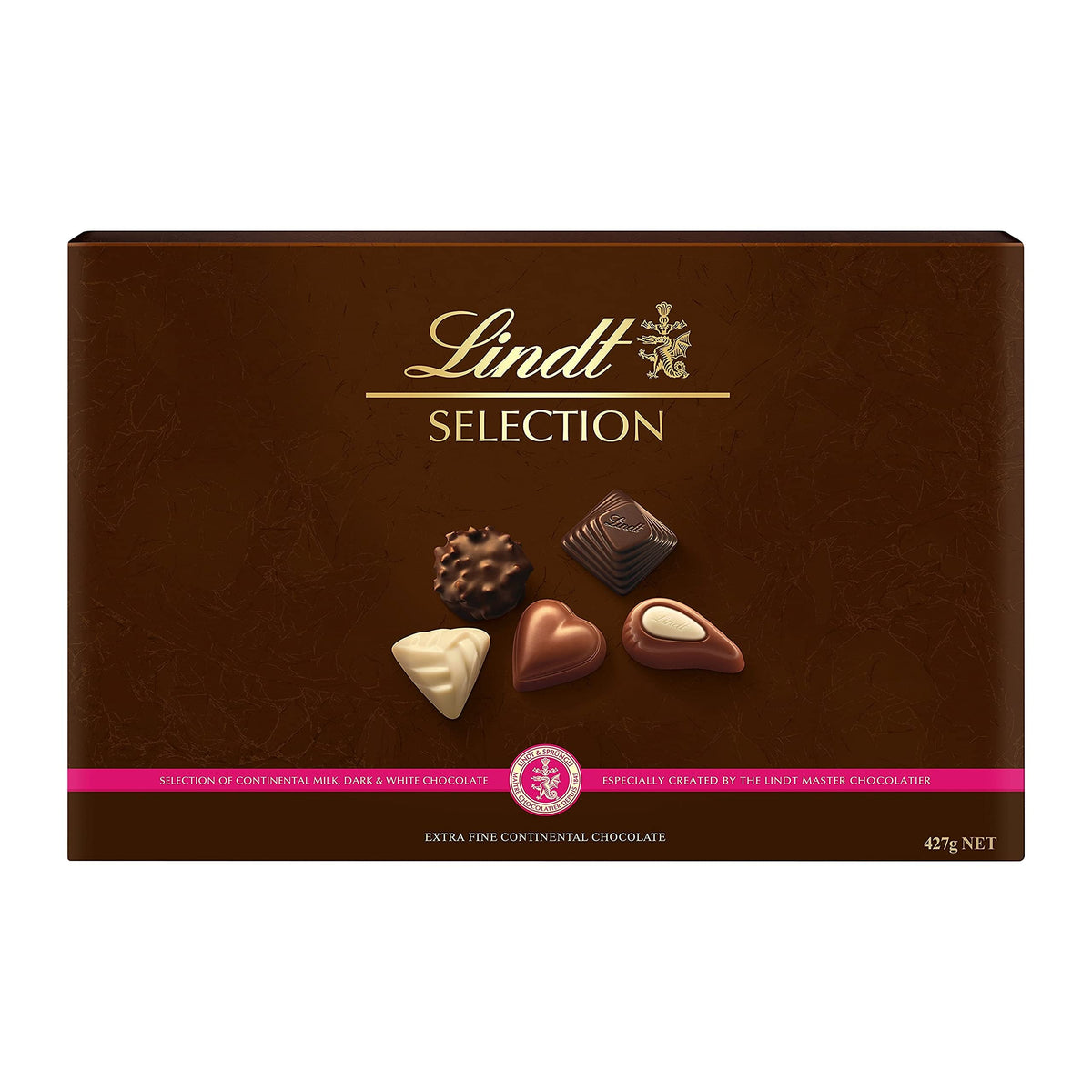 Lindt Selection Extra Fine Continental Chocolate Box Extra Large - 40 Assorted Milk, Dark and White Chocolates, 427g - Gift Present or Sharing - Father's Day, Birthday, Celebrations, Congratulations