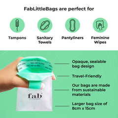 Fab Little Bag Sanitary Disposal Bags for Tampons, Ladies Sanitary Pads, Sanitary Towels, Panty Liners, Feminine Hygiene Products - No Mess, No Odour, Sealable - Pack of 45 Tampon Disposal Bags