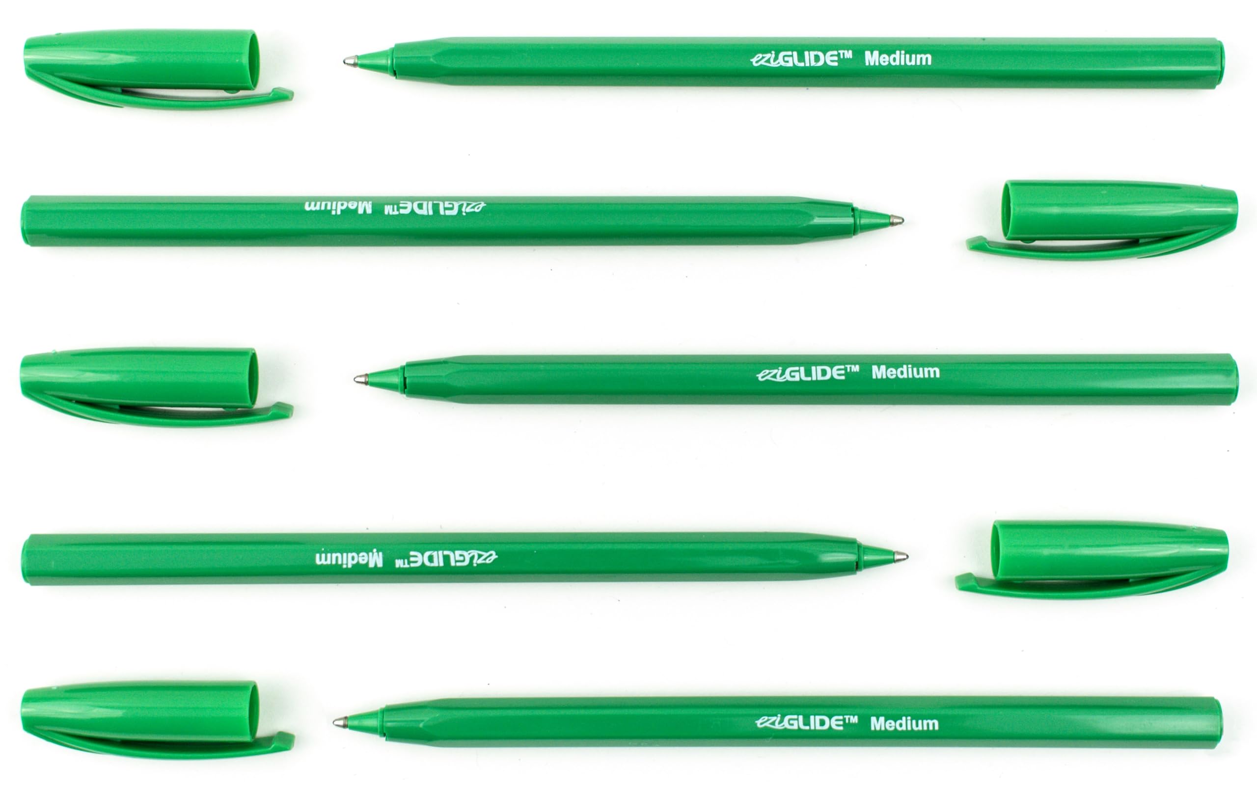 Eziglide Ballpoint Green Pen, Pack of 10 Ballpoint Pens, Smooth Writing Action-Medium Point 1.0mm Coloured Pens Multipack - Ball Point Pens Ideal Pens for School, Home or Work Stationery Supplies