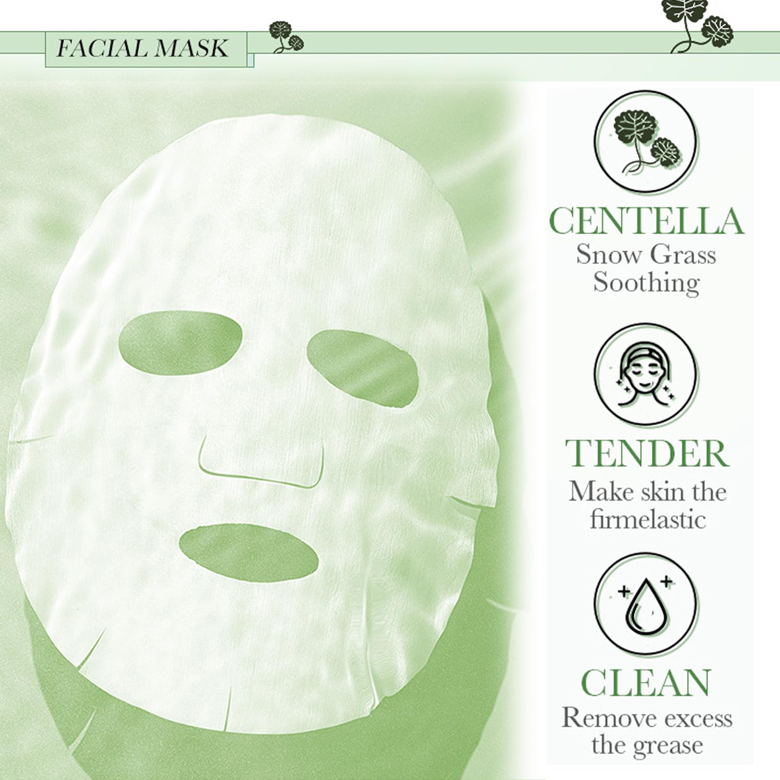 Hydrating Face Mask,5PCS Centella Face Mask,Face Masks Beauty,Face Masks Skincare Improves Skin Face Care,Face Mask Set for Dehydrated, Dull and Tired Skin (5PCS-J)