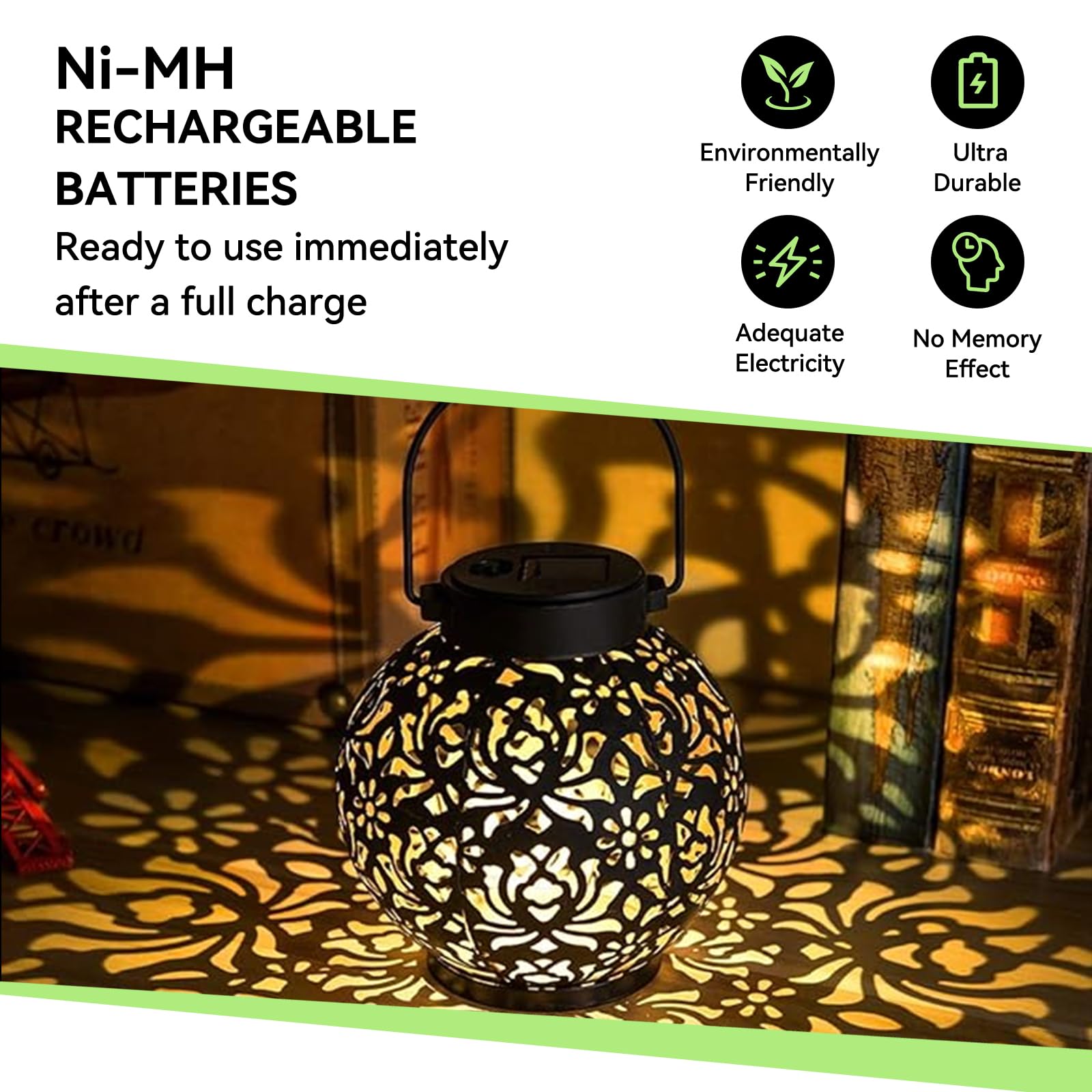 Henreepow AAA Rechargeable Battery, 1.2v AAA 600mAh Pre-Charged Ni-MH Batteries, Triple A Battery for Garden Lights, Solar Landscape lights, Solar String Lights, Pathway Lights,etc (12pack)