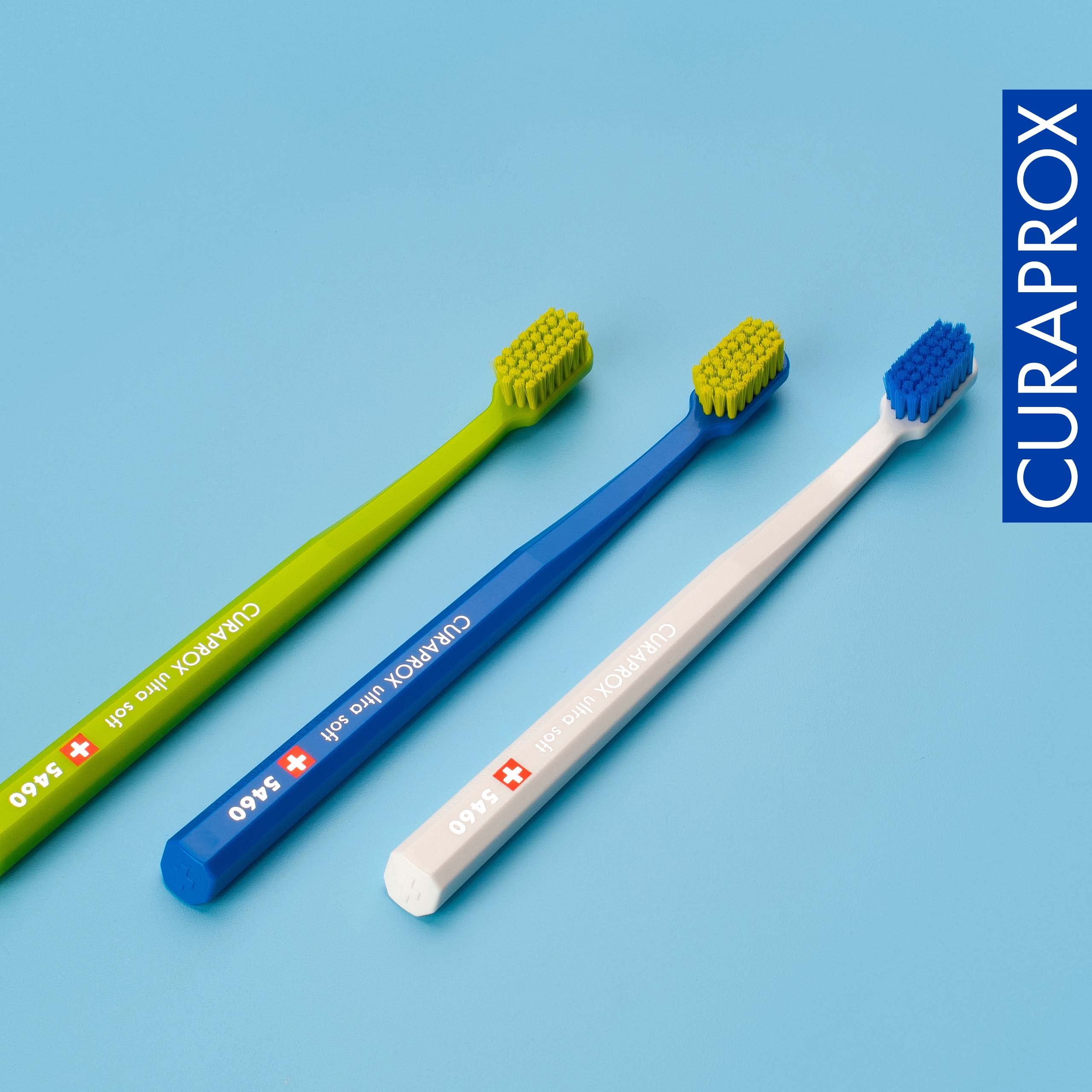 Curaprox Toothbrush Set CS 5460 - Pack of 3 Ultra Soft Manual Toothbrushes for Adults 5460 with Super Soft CUREN Bristles - Random Color