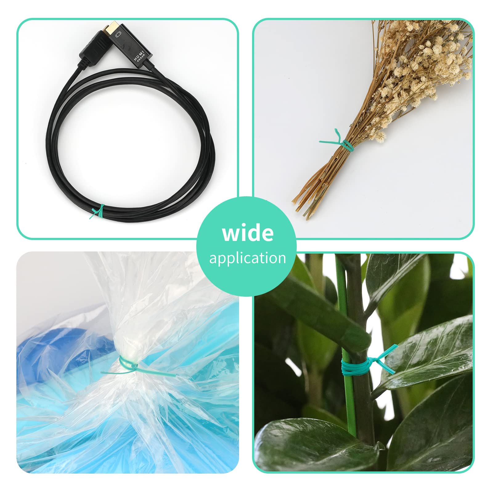 KINGLAKE 50m Garden Wire Ties Green Plant Ties, Plastic Coated Garden Wire with Cutter, Soft Twist Ties Plant Support Ties for Climbing Plants