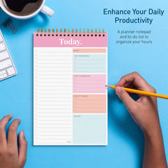 S&O Daily Planner Notepad for Productivity - 52 Page Daily To Do Planner - Undated Planner and Organizer - Daily To Do List Planner - Coiled Daily Task Planner - Daily Organizer Planner - PINK