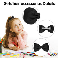 Sibba Bows Hair Fastener Clips Barrettes 10 PCS Little Small Grosgrain Ribbon Non-slip Hairpin Headpiece Headwear Girl French Bowknot Hairstyle Braids Ponytails Easter Party(Black/white)