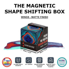 SHASHIBO Shape Shifting Box - Award-Winning, Patented Fidget Cube w/ 36 Rare Earth Magnets - Transforms Into Over 70 Shapes (Wings)