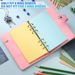 A6 Lined Refill Paper,Colored Pages for A6 Refillable 6-Ring Binder Notebook,6-Hole Punched Binder Refill Inserts,1 Pack(Contain 50Sheets/100Pages)