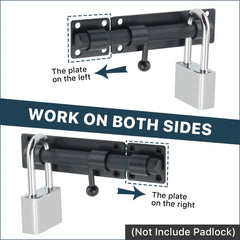 Sayayo Slide Gate Latch Bolt Safety Door Lock with Padlock Hole 150MM Length, 16MM Dia Bar, Heavy Duty Solid SUS304 Stainless Steel Matte Black(Not Include Padlock), EMS8000-B