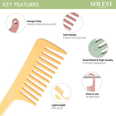 Shower Comb with Hanging - Detangler Wide Tooth Comb - Wide Tooth Hanging Comb Set of 3 - Large Wet Comb with Hook - 3 Colour Antistatic Detangling Hair Brush - Vibrant Matte Hair Brush For Women