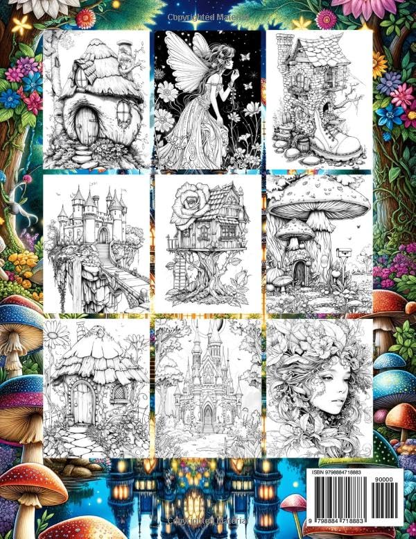 Fairyland Adult Coloring Book: Fairytale Designs of Enchanting Fairies, Magical Houses, and Fantasy Castles for Mindfulness and Relaxation