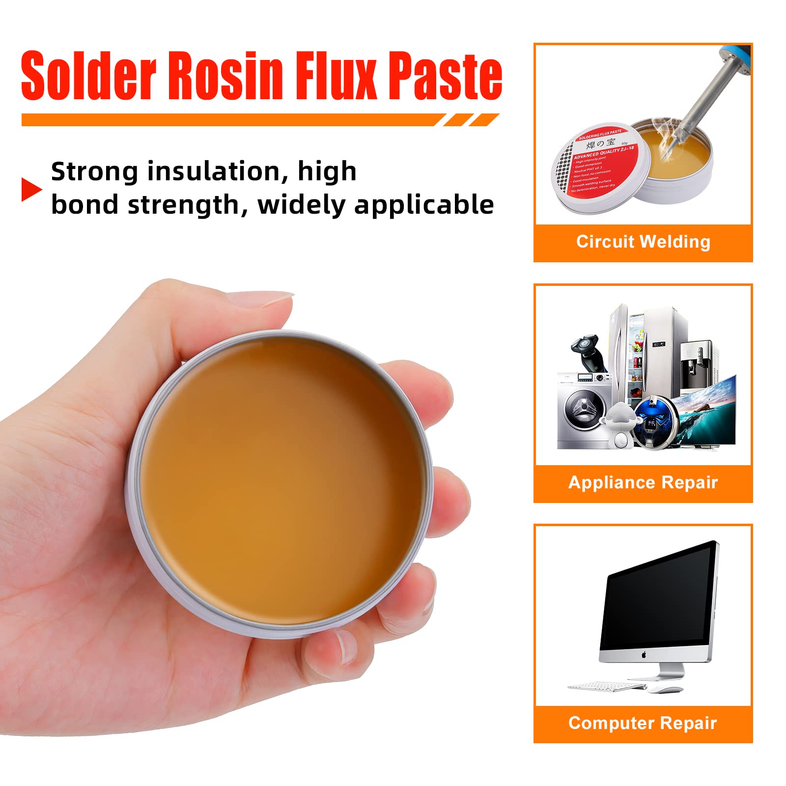 50g Solder Flux Paste, Electrical Solder Flux Tin Paste, No-Clean Solder Grease Professional Mechanic Welding Repair Tool for Phone SMD PCB BGA PGA (Lead Free)