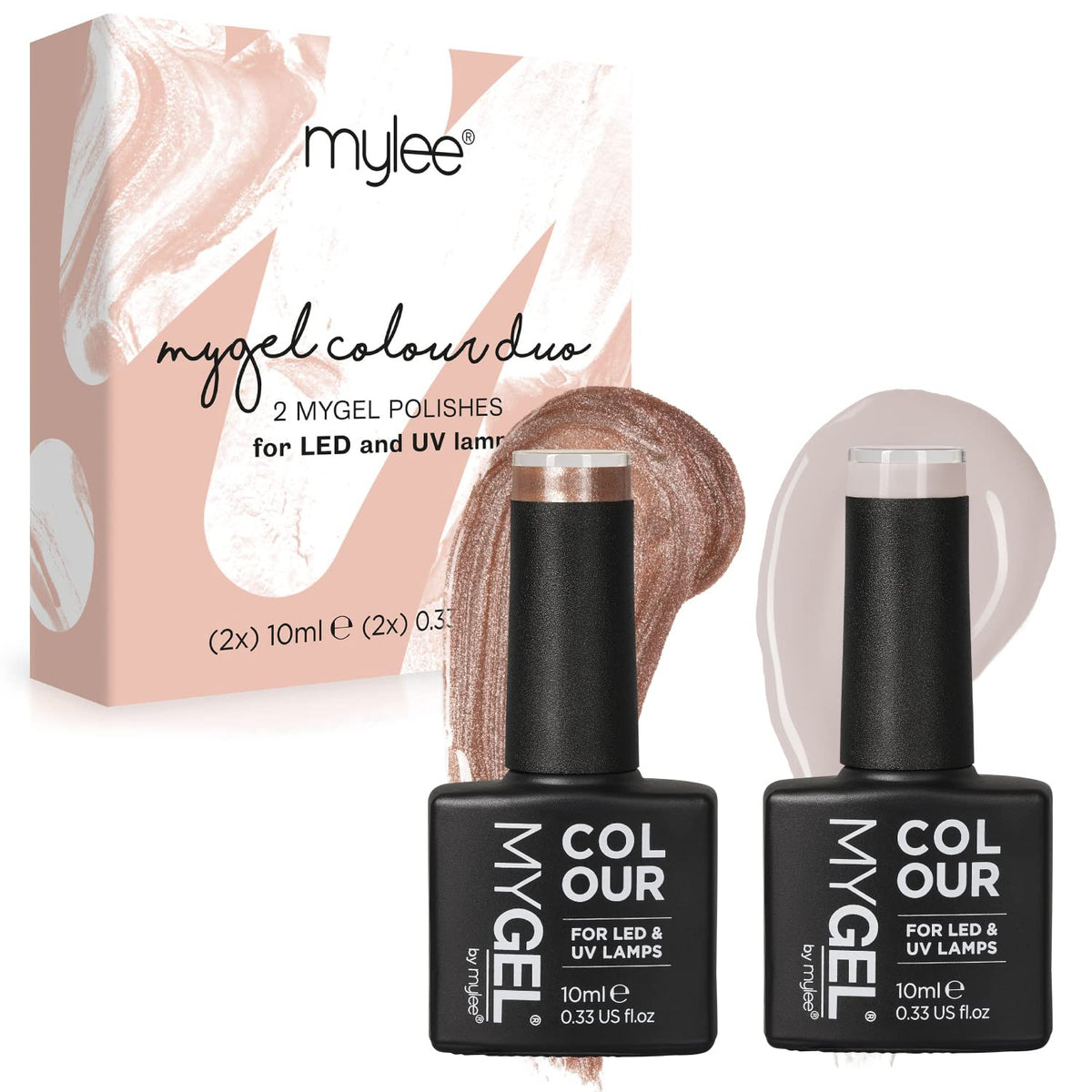 Mylee Gel Nail Polish Duo Colour Set 2x10ml [Work Of Art] UV/LED Soak-Off Nail Art Manicure Pedicure for Professional, Salon & Home Use - Long Lasting & Easy to Apply