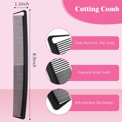 4 Pieces Carbon Fiber Parting Rat Tail Comb Cutting Comb Set, Includes Stainless Steel Pintail Comb Teasing Comb, Fine and Wide Tooth Comb Heat Resistant Hairdressing Comb for Braids Hair Salon Home