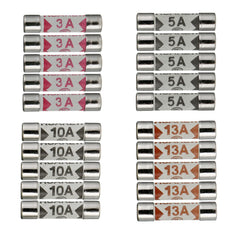 HUAREW 4 Values 80 Pcs 6.3x25 mm BS1362 3 5 10 13 A amp 240 V volt 0.248x0.984 Inch Ceramic Tube Fuses Assortment Kit