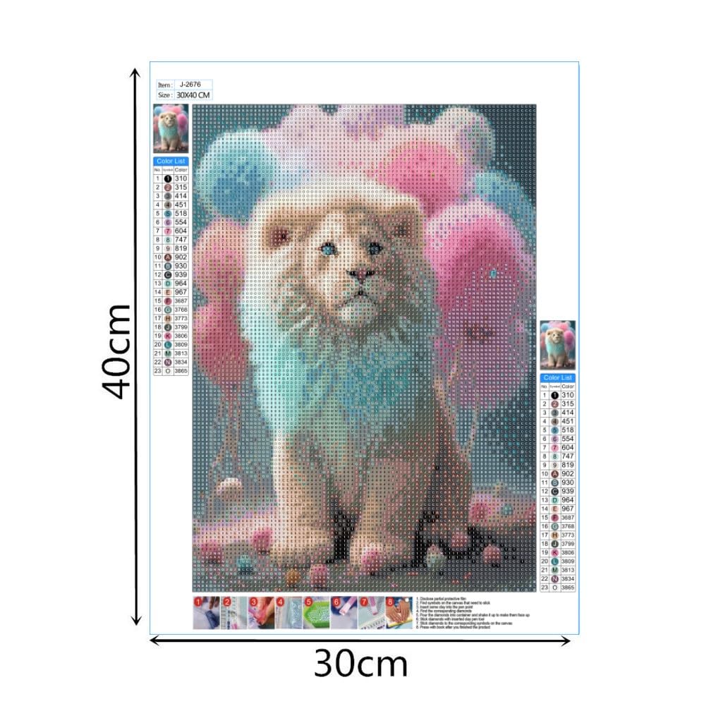 Tomoyuki 5D Diamond Art Painting Kit, DIY Diamond Painting Pictures, Diamond Rhinestone Crystal Cross Stitch Painting Painting by Numbers for Children Adults Home Wall Decoration (Lion)