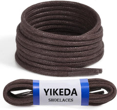 YIKEDA Shoe Laces Round Waxed Cotton Laces (Pack of 2 Pairs) Length 120cm Diameter 2.5mm Perfect for Oxfords, Derbies, Brogues and Other Dress Shoes (Brown)