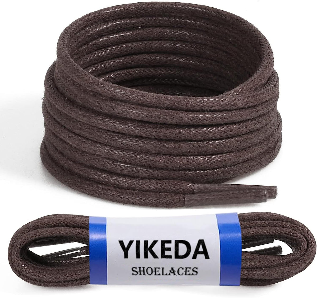 YIKEDA Shoe Laces Round Waxed Cotton Laces (Pack of 2 Pairs) Length 100cm Diameter 2.5mm Perfect for Oxfords, Derbies, Brogues and Other Dress Shoes (Brown)