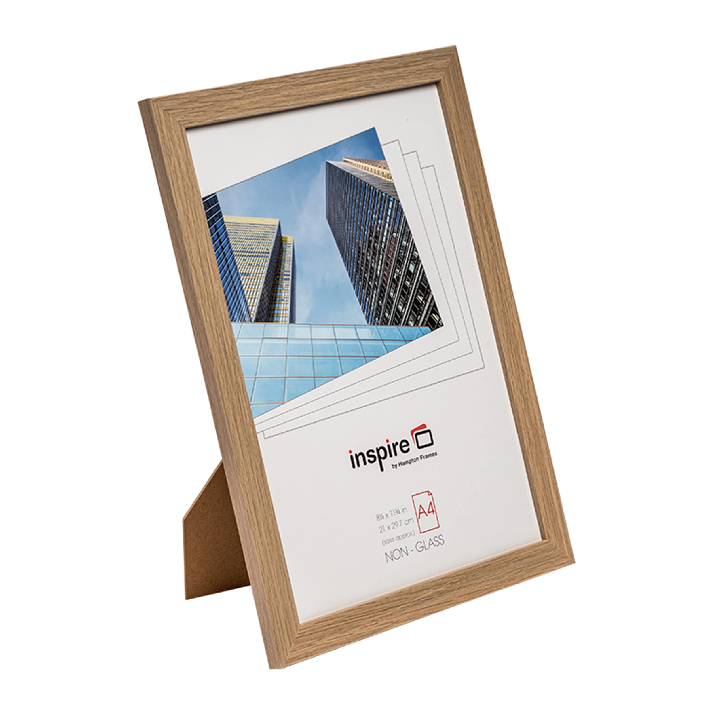 Hampton Frames SORBONNE Paperwrap Poster Photo Frame Acrylic (Non Glass) Wood Effect A4 (21 X 29.7 cm ) SORA4NG Brown