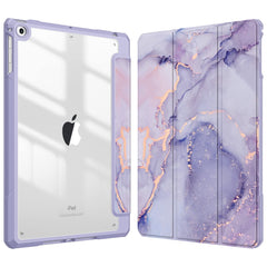 FINTIE Hybrid Case Compatible with iPad 6th Generation (2018) / iPad 5th Generation (2017) / iPad Air 2 / iPad Air 1-9.7 inch Shockproof Hard Shell Clear Cover w/Pencil Holder, Lilac Marble