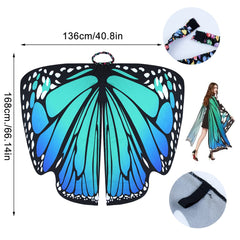 Karjiaja Adult Butterfly Wings Cape Fancy Dress Up Butterfly Fairy Wings Butterfly Shawl Wings Rainbow Butterfly Wings Costume For Christmas Halloween Party With Butterfly Headband