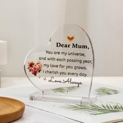 Mum Gifts on Mothers Day - Heart Shaped Acrylic Decorations on Her Birthday from Daughter Son for Mum Mother's Day Christmas Thanksgiving Valentines Day Present under 10 Pounds Gifts Ideal