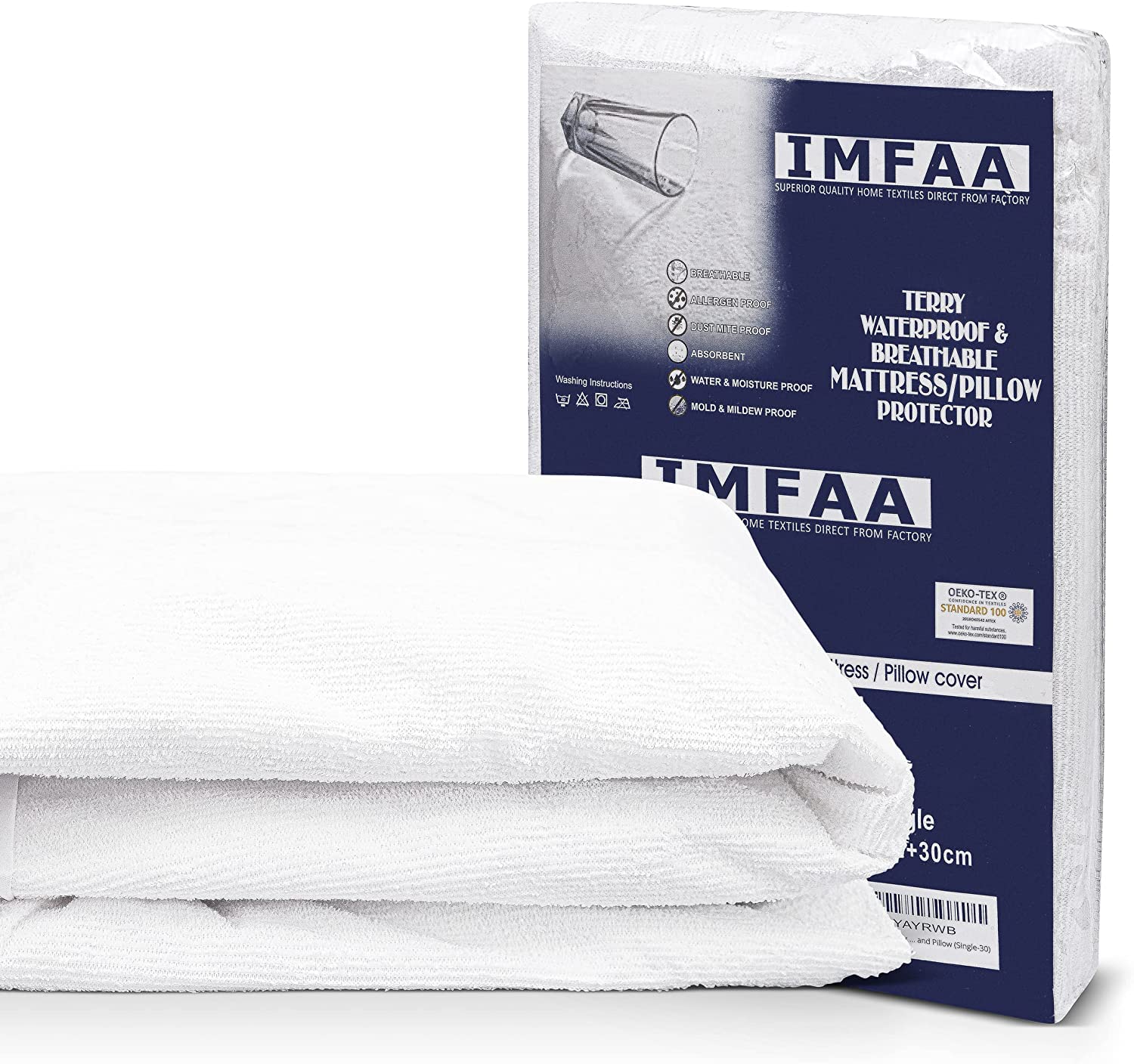 IMFAA 100% Waterproof Moses Basket Mattress Protector – Moses Basket (35x73) Cm Terry Towel Mattress Topper – Anti Allergy and Breathable Fitted Mattress Cover. (Moses Basket(35x73) Cm)…