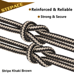 Stepace Round Shoelaces [2 Pairs] Heavy Duty Boot Shoe Laces for Hiking Work Boots Khaki Brown-140(Stripe)