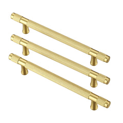 AITITAN 1 Pack Gold Cupboard Handles Knurled - 128mm Hole Spacing (180mm Length) Gold Kitchen Cupboard Handles, Wardrobe Door Handles and Kitchen Door Handles