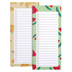 2 Pack Magnetic Shopping List Pad for Fridge, 100 Tear Off Sheets Magnet Notepad Grocery List, Fruit Design Magnetic Grocery List Pad for Fridge, Magnet Back Shopping Lists (Watermelon and Banana)