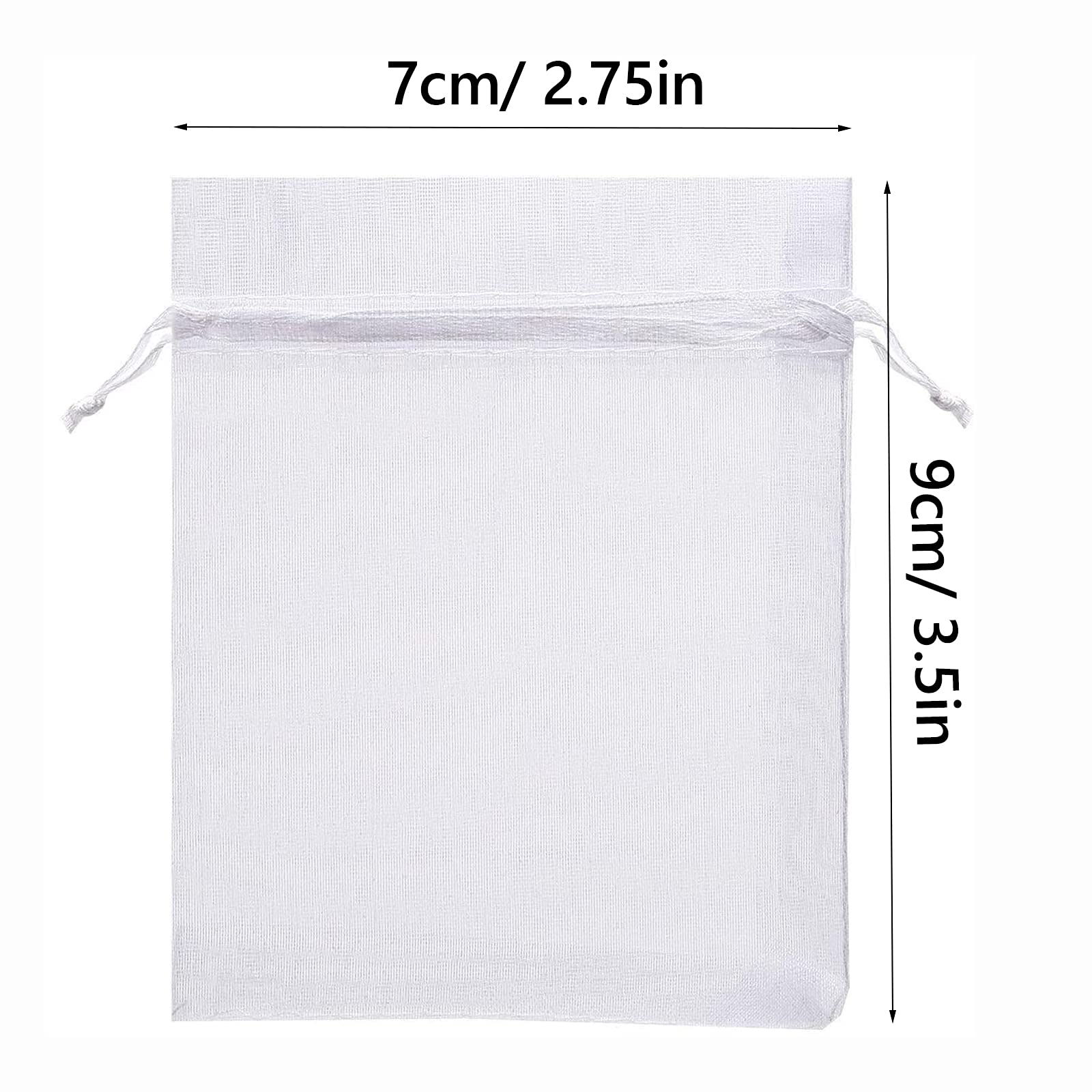 100Pcs Small Organza Bags 7 x 9 cm White Gift Jewelry Pouches Wedding Favour Bags for Christmas Party Birthday Candy Chocolate Mesh Drawstring Lavender Pouches